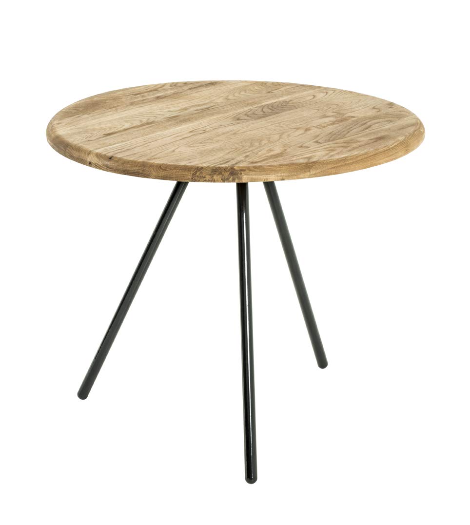HAKU Möbel Beistelltisch, Massivholz, schwarz-eiche, Ø 50 x H 43 cm