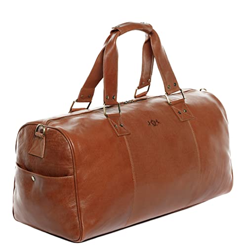 SID & VAIN XL Reisetasche Linus aus Vintage Leder I Sporttasche groß XXL groß für Herren Laptop-Fach I Weekender Kabinengröße braun handgefertigt