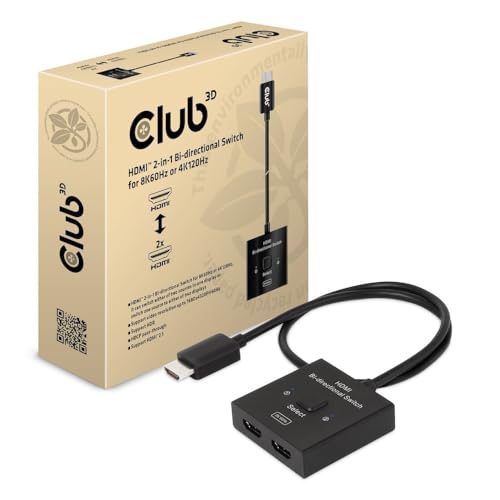 Club3D CSV-1384 HDMI™ 2-in-1 bi-direktionaler Switch für 8K60Hz oder 4K120Hz