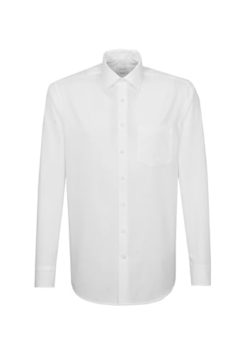Seidensticker Herren Business Hemd Modern Fit - Bügelfreies Hemd mit geradem Schnitt, Kent-Kragen & Brusttasche - Langarm - 100% Baumwolle , Weiß (01 weiß) , 46