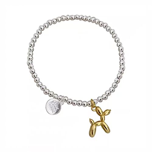 LCSD Armbänder, Armband für Frauen mit Perlen, Armbänder für Frauen goldenes Ballon-Hund-Anhänger-Armband elastisches Seil-Armband Schmuck Geschenke für Jahrestag Geburtstag