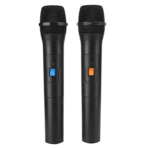 PUSOKEI Drahtloses Mikrofon, VHF Universal Handheld Dynamic Mic System Set mit USB-Empfänger, für Karaoke/Live-Auftritte/Meetings/Kirchen/Schulen(Eins für Zwei)