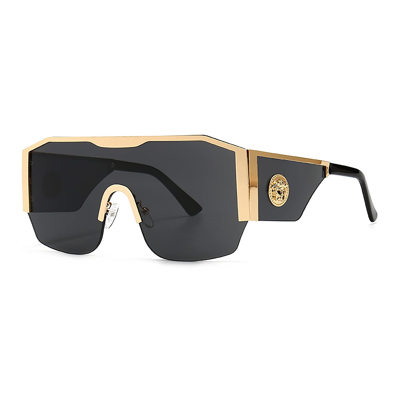 QFSLR Retro Big Frame Herren Sonnenbrille 100% UV-Schutz Mode Damen Sonnenbrille,C