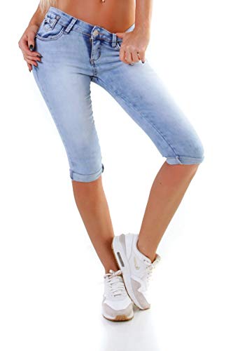 OSAB-Fashion 5442 Damen Capri Jeans Bermudas Shorts Kurze Hose Caprijeans Slimfit Basic