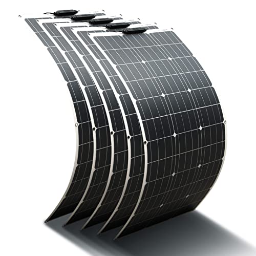 5 stücke 100W 18V Solarmodul Solarpanel Flexibel Solarladegerät Monokristallin Solarzelle Outdoor wasserdichte mit Ladekabel für Auto, Boot,Wohnmobil,12V Batterien