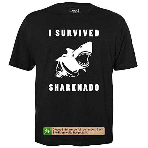 Sharknado - Herren T-Shirt für Geeks mit Spruch Motiv aus Bio-Baumwolle Kurzarm Rundhals Ausschnitt, Größe M