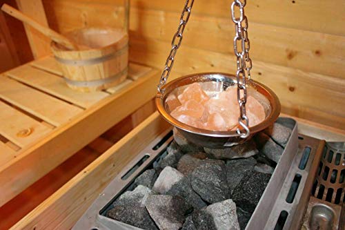 Sauna Verdampferschale Kräutertopf Edelstahl für Sauna und Spa Aroma Aufguss - 16cm, Muster: Saunaschale mit Salzkristalle