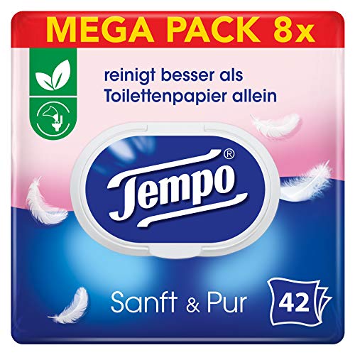 Tempo Toilettenpapier feucht Sanft & Pur Duo-Pack 2 x 42, 4er Pack (4 x 2 Stück)