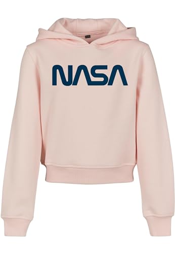 Mister Tee Mädchen Kids NASA Cropped Hoody Kapuzenpullover, Rosa (Pink 00185), 152 (Herstellergröße: 146/152)