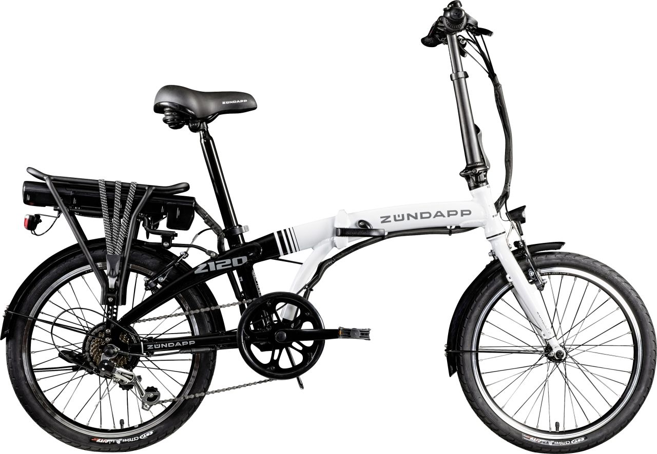 Zündapp E-Bike Faltrad Z120 20 Zoll RH 28cm 7-Gang 374,4 Wh schwarz weiß