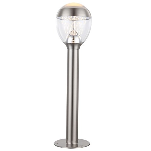 etc-shop Außenleuchte Stehlampe Standleuchte Garten Edelstahl Sockelleuchte Außen, IP44, 1x LED 11W 750Lm warmweiß, DxH 15x59 cm