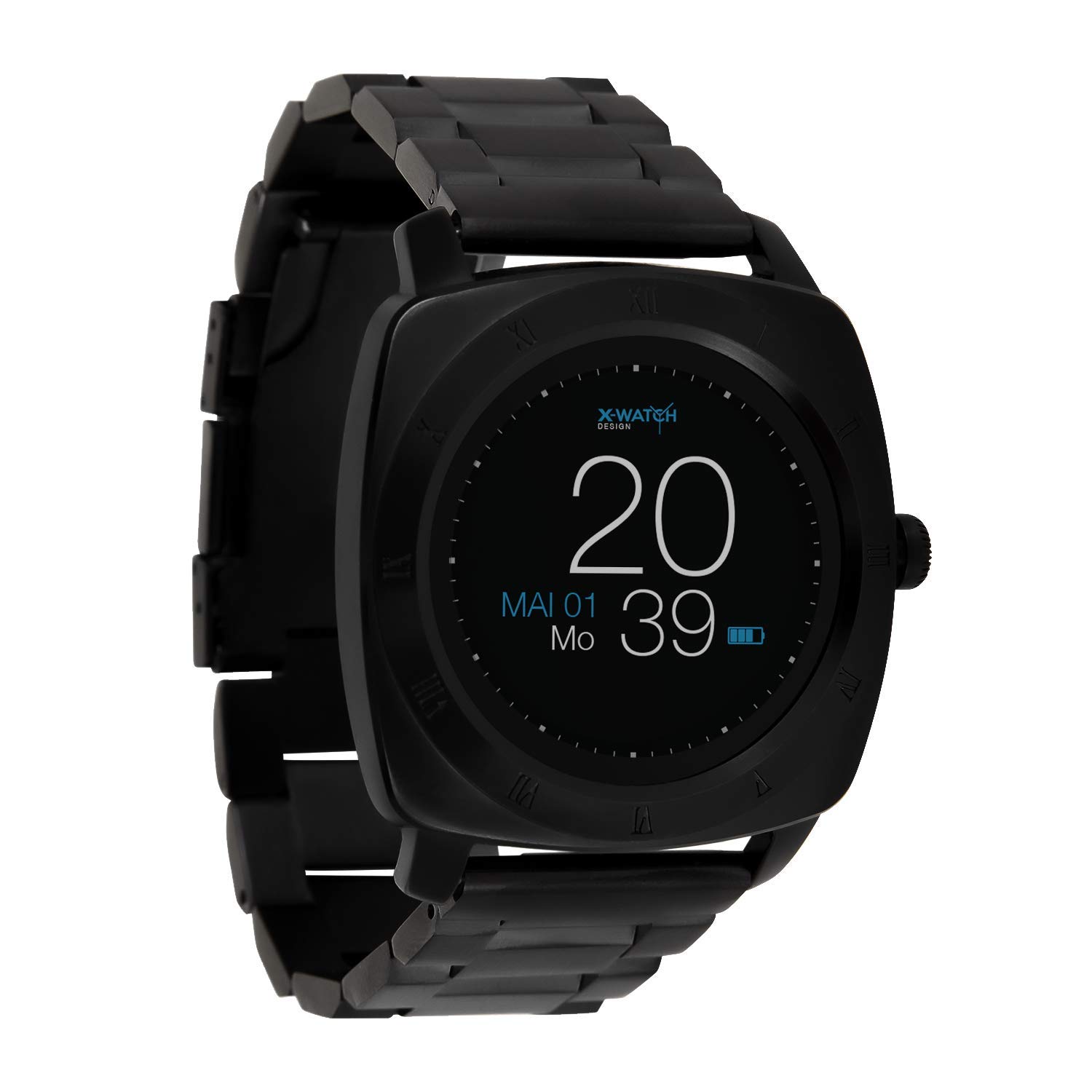 X-WATCH 54026 NARA XW Pro Premium Herren Smartwatch, Apple iOS und Android kompatibel Bc Dark steel