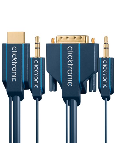 Clicktronic Casual HDMI/DVI- und Audio-Adapterkabel (Adapter zwischen HDMI, DVI-D und Audio, 2m)