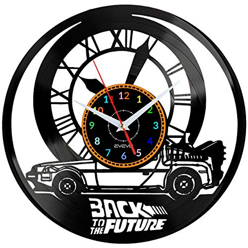 EVEVO Back to The Future Wanduhr Vinyl Schallplatte Retro-Uhr Handgefertigt Vintage-Geschenk Style Raum Home Dekorationen Tolles Geschenk Wanduhr Back to The Future