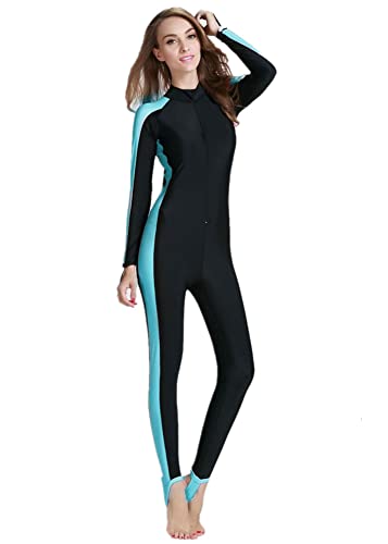Damen EIN Stück Bademode Voll Abdeckung Neoprenanzüge Bescheiden Badeanzüge für Frauen Surfen Anzug Qualle Badeanzug (2XL Höhe(172-178cm), Wasser blau)