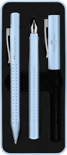 Faber-Castell 201524 - Geschenkset Grip 2010 sky blau, mit Füller M und Kugelschreiber XB, im Metalletui