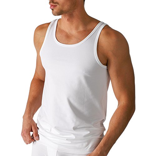 Mey 2er Pack Herren Tanktop - Größe 8 - Weiß - Männer Tank Top - Coolmax-Fasern - Shirt Rundhals - Unterhemd ohne Arm - 46000 Dry Cotton