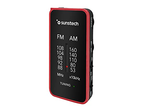 RPC6 FM/Am Taschenradio, tragbar, analog, Multiband-Radio, funktioniert mit 2 AAA-Batterien, Rot
