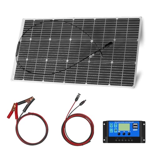 100W Flexibles Solarpanel Biegsames Wasserfestes-solarmodul 20A Solar Laderegler für Wohnmobil, Auto, Camping,Boot