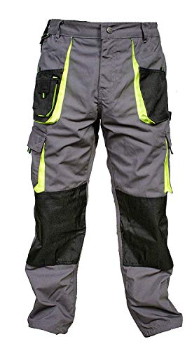 Juicy Trendz Herren Arbeits Bundhose Arbeitskleidung Cargohose Arbeitshose mit Kniepolstertaschen, Grey, 38W / 30L