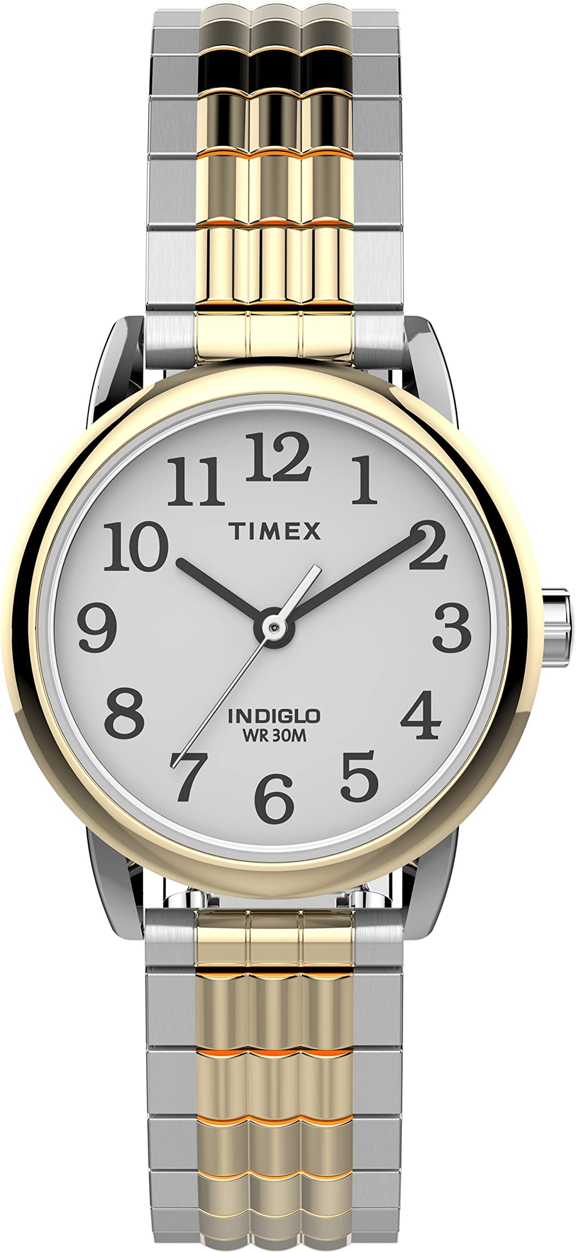 Timex Easy Reader 25mm Damen-Armbanduhr mit Dehnband, perfekte Passform TW2V05900, Silber