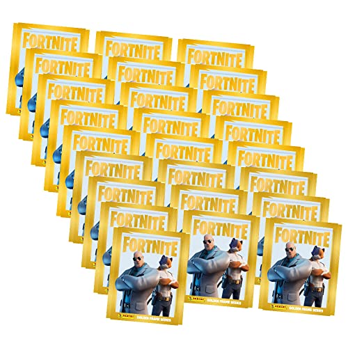 Panini Fortnite Gold Frame Sticker - 25 Tüten Sammelsticker im Bundle mit 10 STRONCARD Hüllen