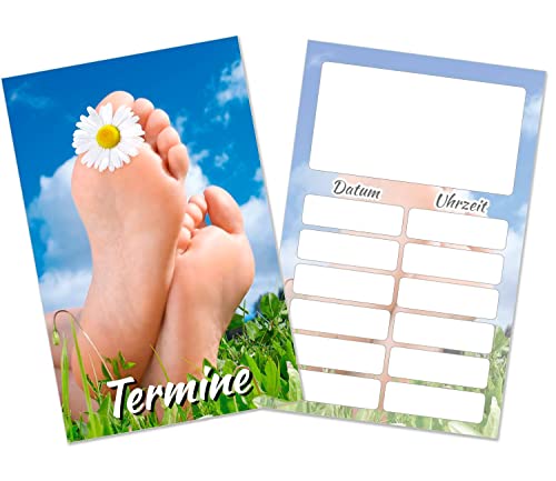 250 Terminkarten inkl. Kartenspender für Fußpflege Pediküre Nagelstudio Blumen Wiese
