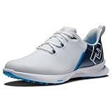 FootJoy Men's FJ Fuel Sport Golf Shoe, White/Navy/Blue, 9.5