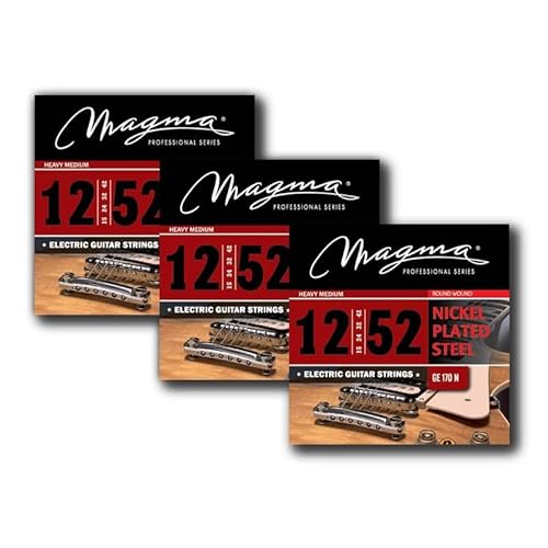 Magma - Mittelschwere E-Gitarrensaiten, vernickelte Stahlsaiten von 12 bis 0,52 Zoll (Saitenstärken - 12, 15, 24, 32, 42, 52) - (GE140N) - 3 Sets