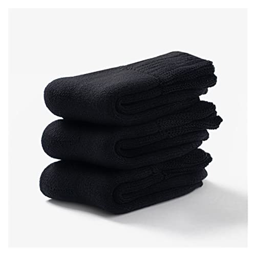 3 Paare Mens dicke warme Winter dicke warme Crew Socken Baumwolle dickes Kissen (Color : Black, Size : 39-44)