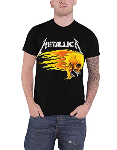 Metallica Flaming Skull Tour Tee Männer T-Shirt schwarz XL 100% Baumwolle Band-Merch, Bands
