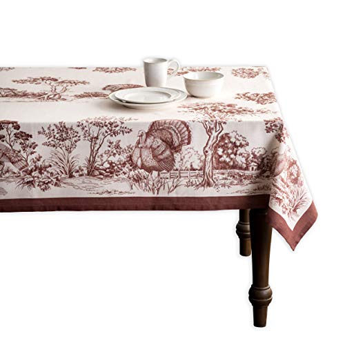 Maison d' Hermine Holy Jouy(Brown) 100% Baumwolle Tischdecke für Küche | Abendessen | Tischplatte | Dekoration Parteien | Hochzeiten | Thanksgiving/Weihnachten (Rechteck, 140 cm x 180 cm)