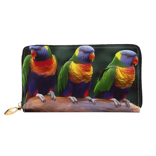 YoupO Rainbow Papageien Geldbörse für Frauen Leder Geldbörse mit Reißverschluss Münztaschen Mode Handtasche Tasche, Schwarz , Einheitsgröße