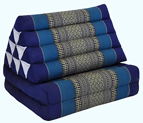 Bodenkissen Sitzkissen Bodenmatte Loungekissen Zierkissen Kapok Thaikissen, ausklappbar (82202 - blau)