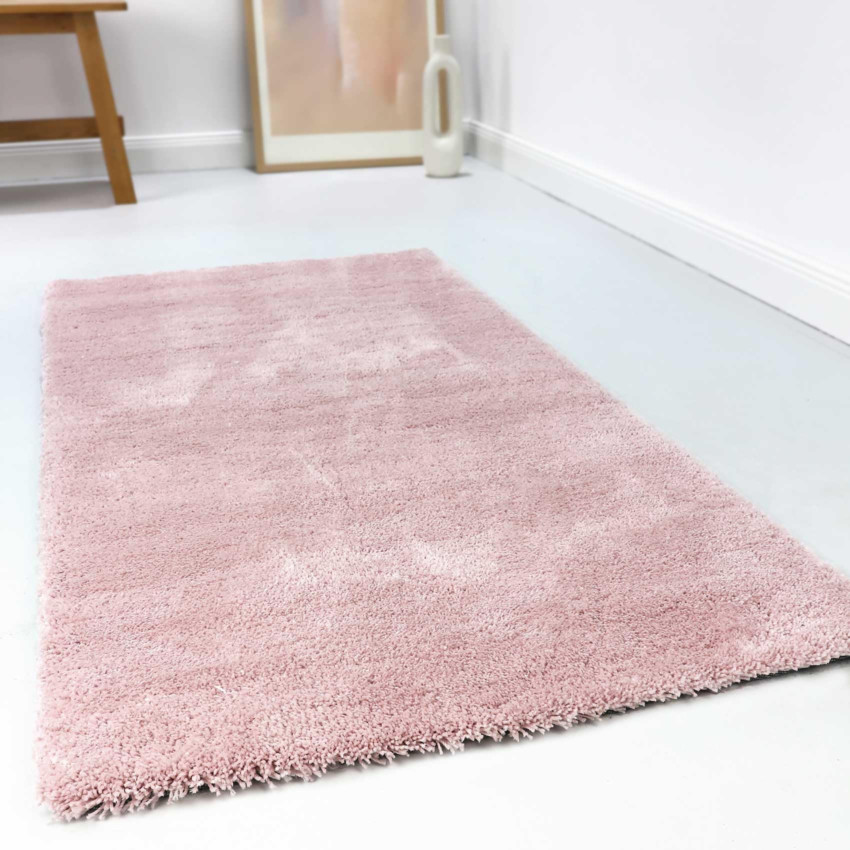 Wecon Home Kuschelig weicher Esprit Hochflor Teppich, bestens geeignet fürs Wohnzimmer, Schlafzimmer und Kinderzimmer RELAXX (70 x 140 cm, rosa)