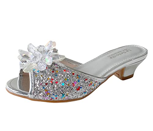 La Señorita Prinzessinnen Slippers Schuhe ELSA mit große Schneeflocke Silber für Mädchen (Numeric_31)