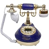 FEE-ZC Klassisches Vintage-Haustelefon im europäischen Retro-Stil mit Keramikgarten und antikem Festnetzanschluss