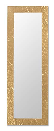 Spiegel Gold Wandspiegel Modern Rahmen aus Deutschem Tanneholz, Aussenmass cm. 50x145 Vertikal- und Quermontage. Hergestellt in der EU