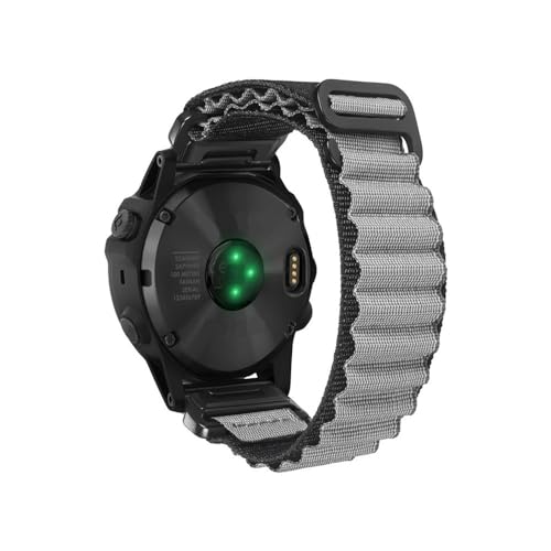 Uhrenarmband passend for Garmin Quickfit 20 22 26 mm Armband kompatibel mit Fenix/Tactix/Forerunner/Vivoactive/Approach/MARQ/Enduro (Color : BLK-GRY, Size : 22mm)