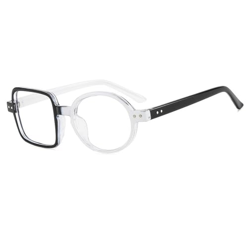 MUTYNE Quadratische Brille Damen Herren Mode Klare Brille Optische Brillengestell Persönlichkeit Runde Transparente Linse Spektakel,Schwarz Weiß,Einheitsgröße
