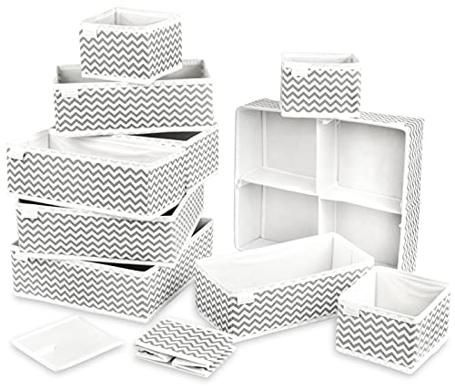 Unique Impression 11er Set Schubladen Organizer für Unterwäsche, Socken, Kleidung, Hemden, BHs, Krawatten, Schals, Babykleidung - Schubladeneinteilungen für Kleiderschränke, Schränke, Trennwände