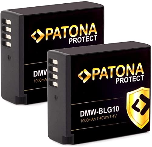 PATONA Protect V1 (2X) Ersatz für Akku Panasonic DMW-BLG10 E (1000mAh) mit NTC-Sensor und V1 Gehäuse