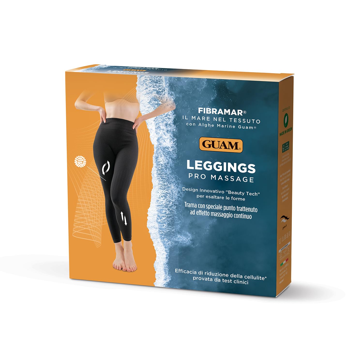 Guam, Fibramar Leggings Pro Massage, Leggings mit Meeresalgen, mit massierendem Muster, gegen Cellulite und schlankend, Made in Italy, Größe L/XL (46-48)