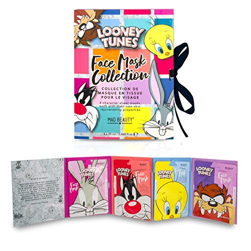 MAD Beauty Looney Tunes Gesichtsmaske Set: 4 Tuchmasken von Bugs Bunny, Tweety, Taz und Sylvester
