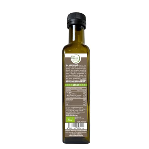Bio Weizenkeimöl BIOMOND 250 ml / Gourmetöl / Hautöl / kalt gepresst / nativ / vegan / Rohkostqualität