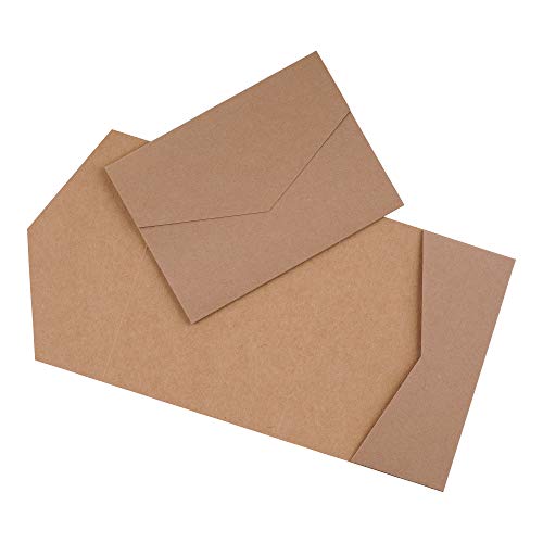 Pocketfold Karte A6/C6 - Einladung Hochzeit - Blanko (75 Stück, Kraftpapier querformat)