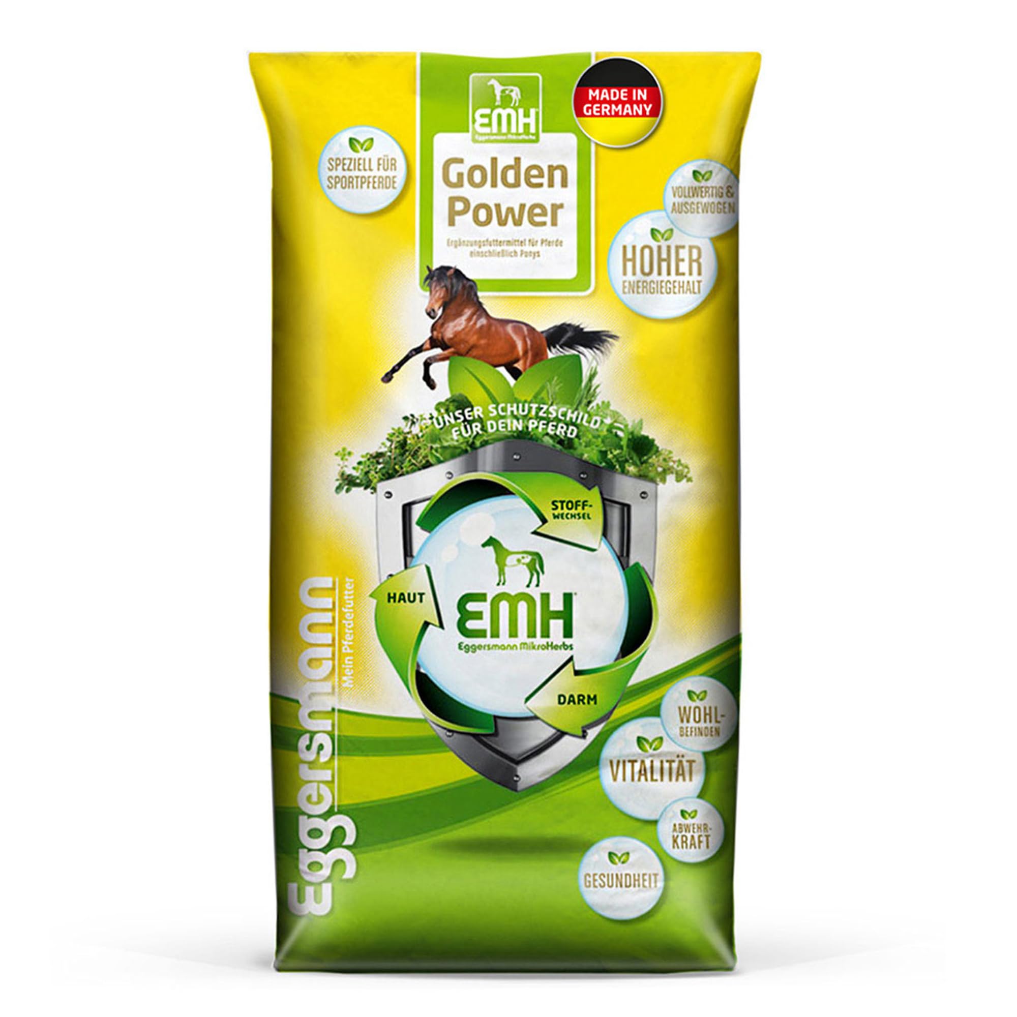 Eggersmann EMH Golden Power Müsli 15 kg – Energiereiches Pferdemüsli für Sportpferde – Haferfreies Pferdefutter – Natürliches Eggersmann Pferdefutter