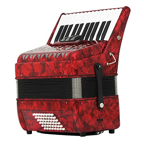 Professionelles Klavierakkordeon mit 26 Tasten und 48 Bässen, mit Aufbewahrungstasche mit einziehbarem Riemen, für Musikinstrumentenliebhaber, Bühnenauftritt (Farbe: Rot)