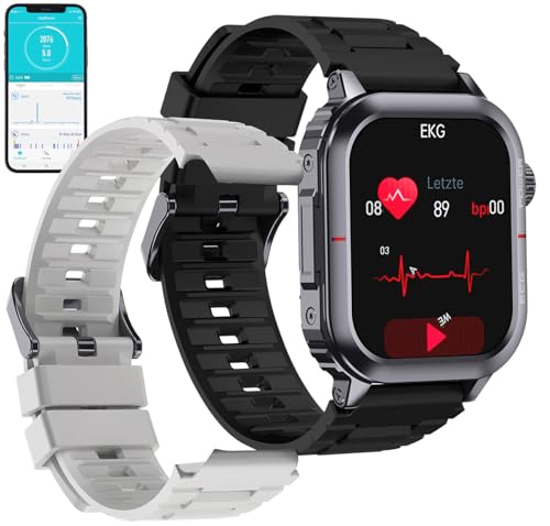 Newgen Medicals Fitnessuhr: Fitness-Smartwatch mit EKG-, Herzfrequenz- und Blutdruck-Anzeige (Fitnesswatch, Smartwatch-Fitnessuhr, Herren Damen Uhr Pulsuhr)