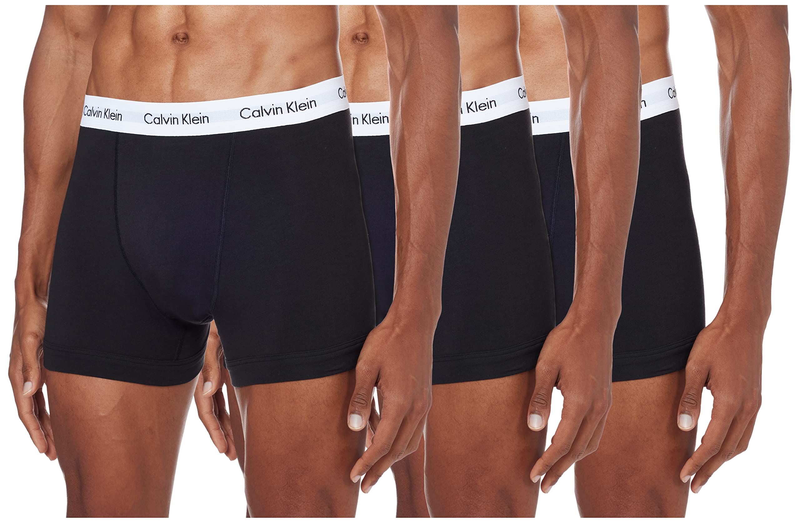 Calvin Klein Herren 3er Pack Boxershorts Trunks Baumwolle mit Stretch, Schwarz ,B-Cool Melon/Glxy Gry/Brn Belt Lg, L, Schwarz, L